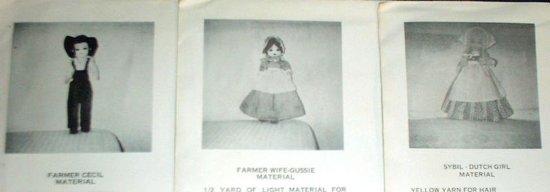   DOLL PATTERNS ~ farmer & wife, Dutch girl ~ rag dolls, clothes ~ uncut