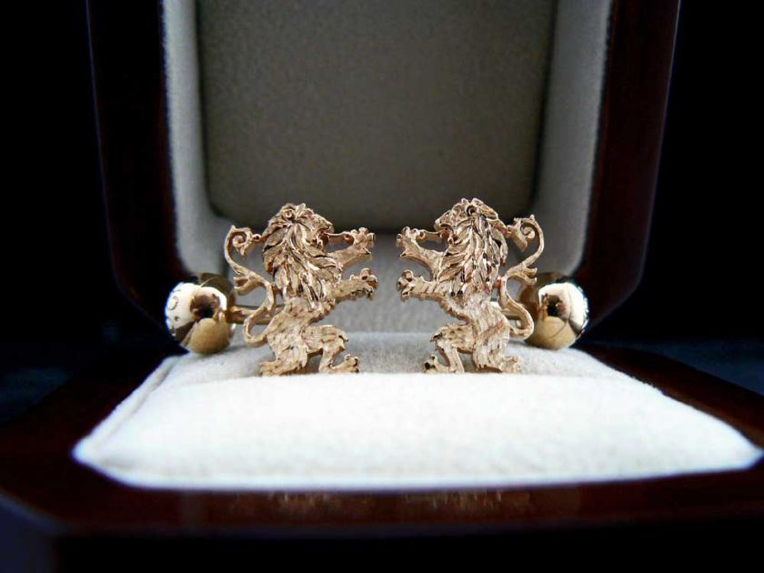 14K Solid Gold Royal Lion ~Knight~ Mens Cuff Links ~VERY RARE~  