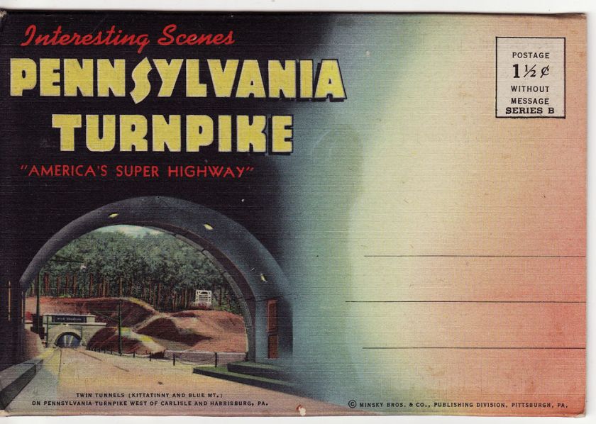Pennsylvania Turnpike Souvenir Folder Postcard  