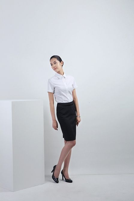 New Woman Fashion White Short sleeves Basic Blouse With Round Collar 