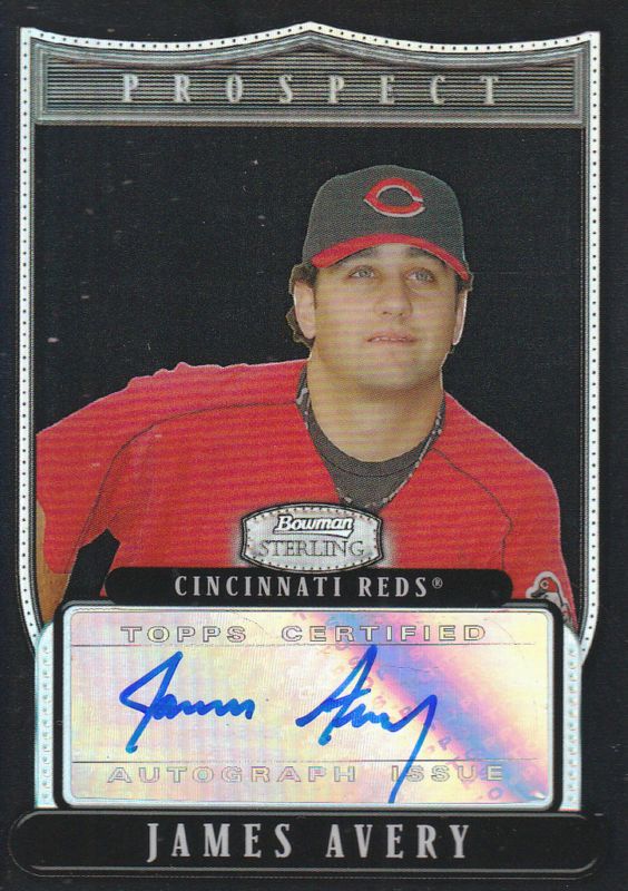 2008 BOWMAN STERLING BLACK REF RC AUTO JAMES AVERY 1/25  