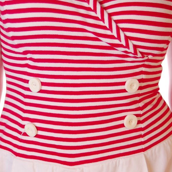 Vintage Sun/Swim Suit Red/White Skirted 1950S  