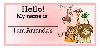 JUNGLE BABY SHOWER NAME TAGS PARTY FAVORS  