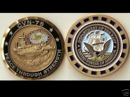 USS Ronald Reagan CVN 76 Navy Challenge Coin M   Sv2  