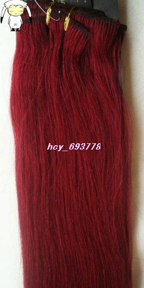 22Remy Human Hair Clips In Extensions Fantasy Red,70g  