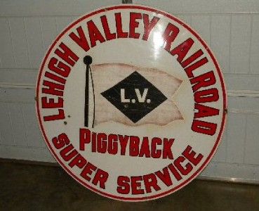   VALLEY RAILROAD Porcelain Piggyback Super Service SIGN Original PA