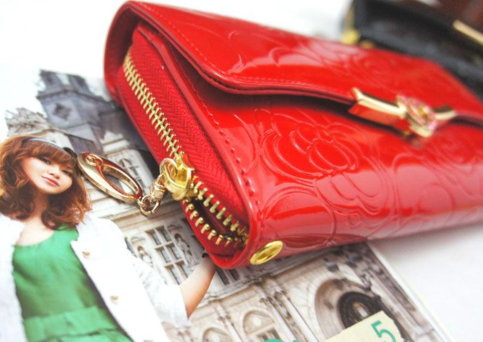 Womens Clutch Wallet Patent Leather Wallet Purse Red New W004  