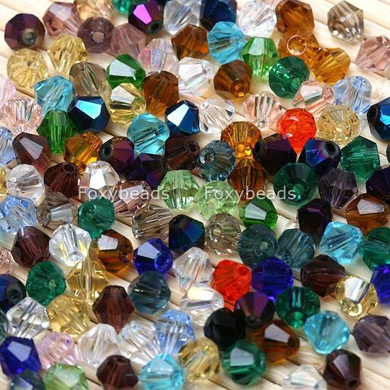 1000PCS Glass Crystal Lots MIXED Bicone Loose Beads 4MM  