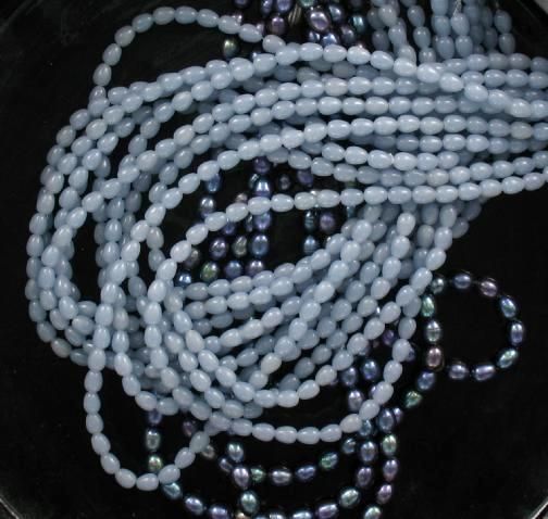 PERUVIAN ANGELITE 5x7mm EGG SHAPED BEADS  