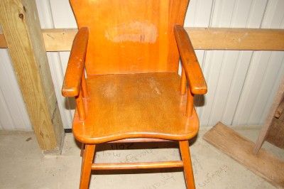 Vintage Maple Wood Baby High Chair  