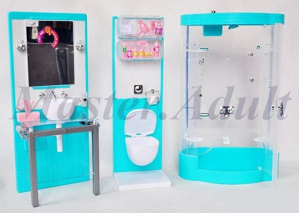   Bathroom Set for Barbie 10+ pcs with sound & lighting effect  