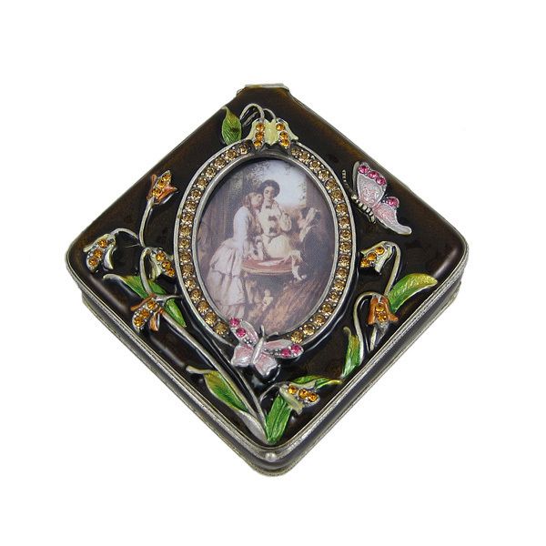 Victorian tulip picture photo frame jewelry trinket box  
