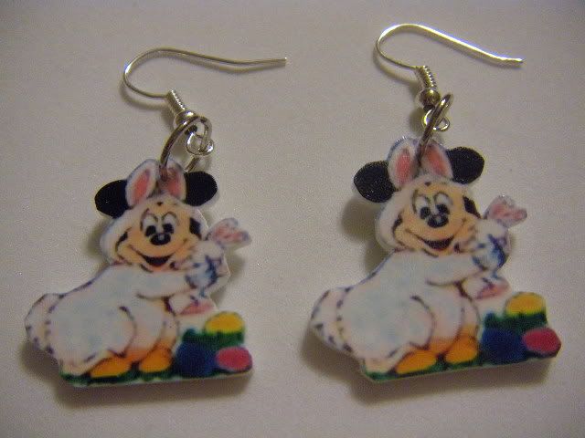 Disney Mickey Mouse Earrings   Easter bunny Spring CUTE  