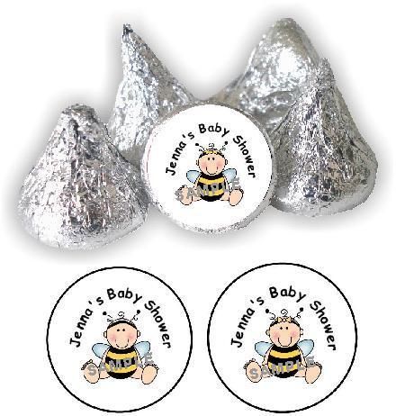108 PEEL & STICK BUMBLE BEE BOY OR GIRL BABY SHOWER PERSONALIZED KISS 