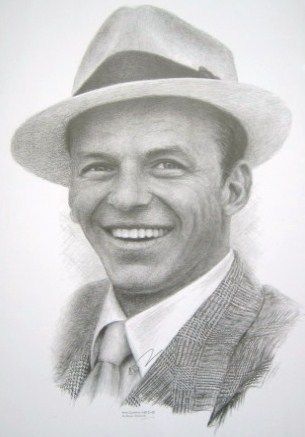 Frank Sinatra Pencil Drawing Print Jonathan Wood New  