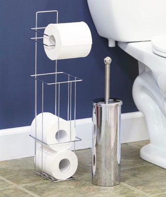 Piece Chrome Bath Bathroom Set   Toilet Paper Stand & Toilet Bowl 